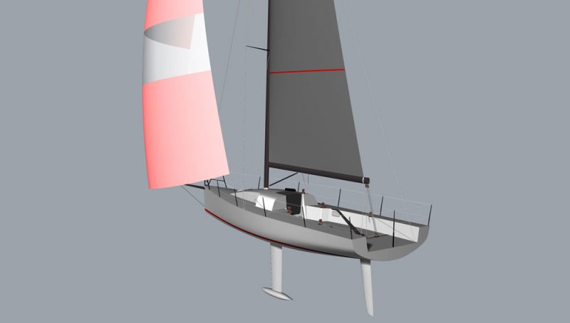 Rendering with spinnaker of the Moore 33