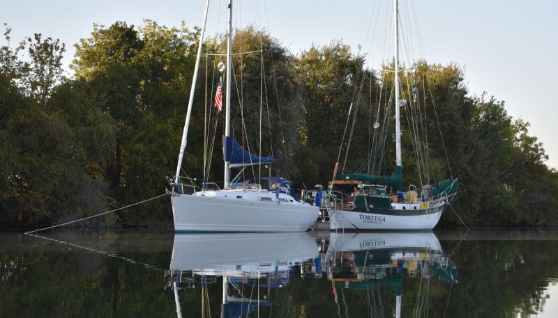 Two boats anchored