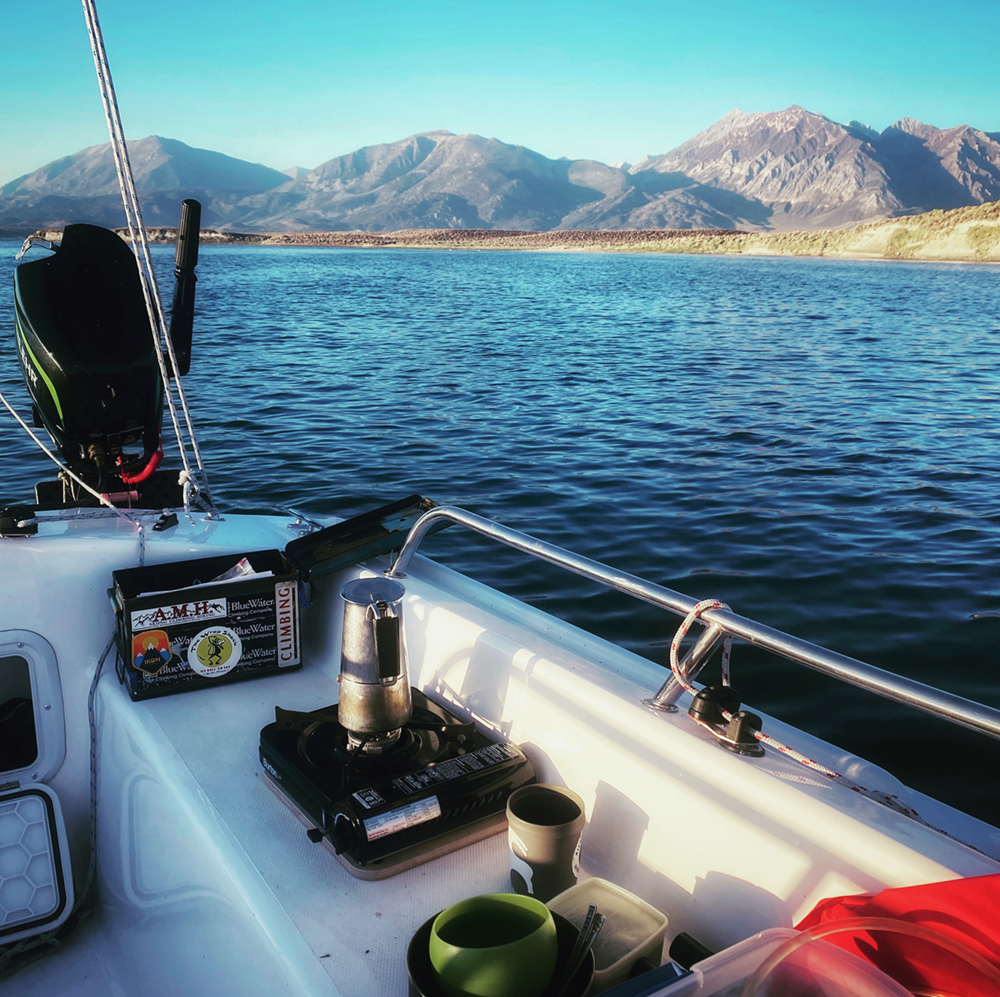 Making coffee in Potter's cockpit.