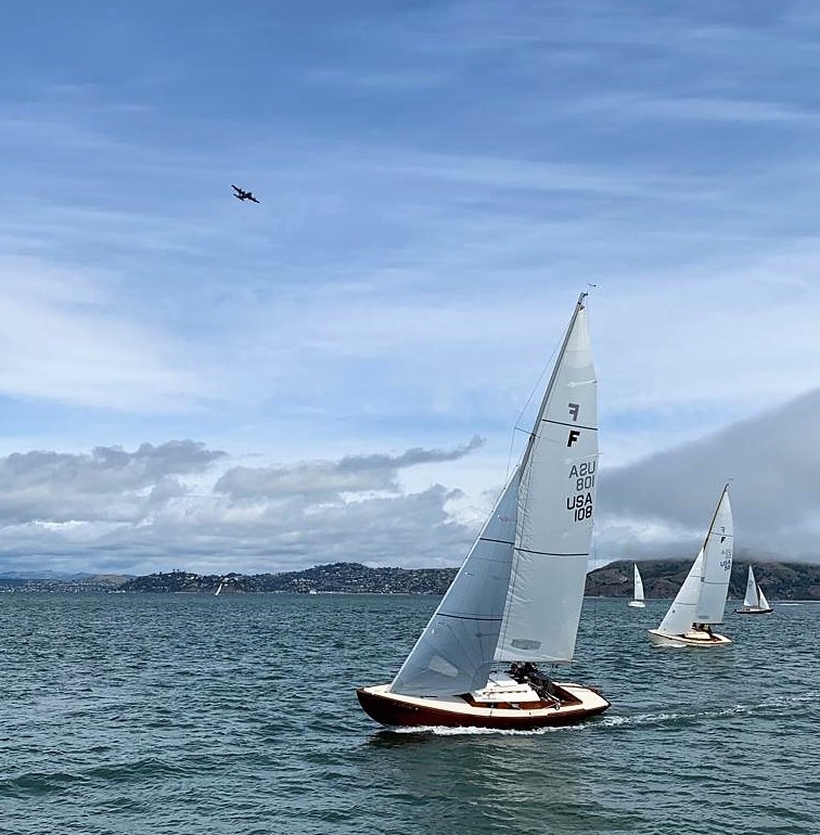 Folkboats heeling on the Bay