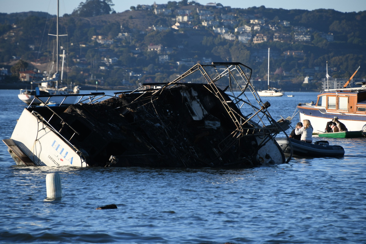 Burned out hull on Richardson Ba