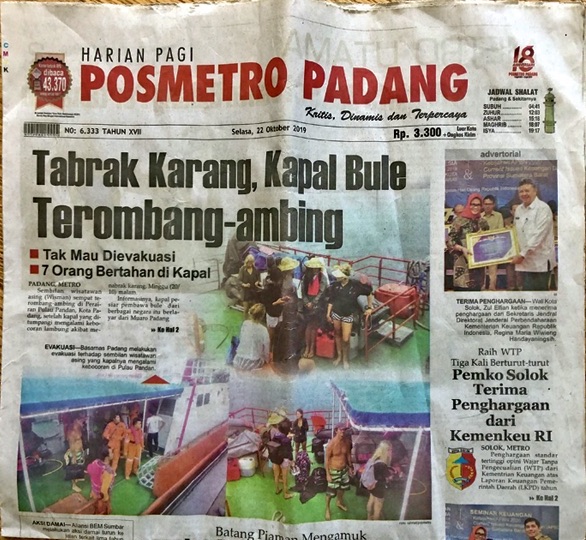 Indonesian newspaper headlines Shipwrecked