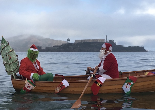 Ho Ho Ho Grinch and Santa rowing