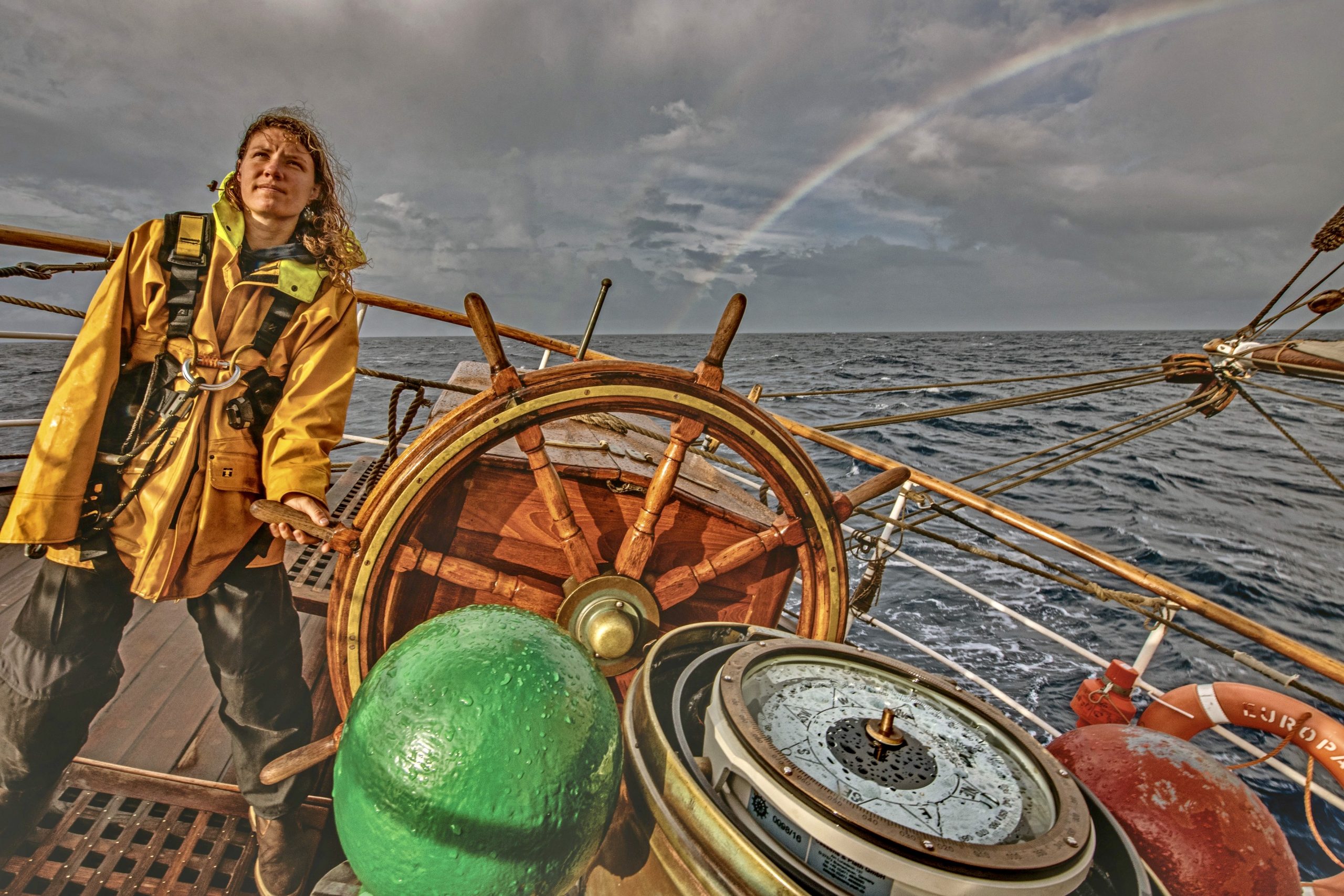 Krista at helm