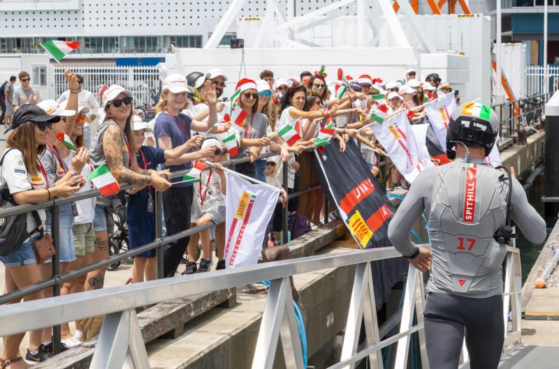 Prada fans wave to Jimmy Spithill