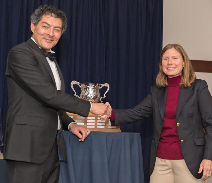 James Kiriakis and Nicole Breault with trophy