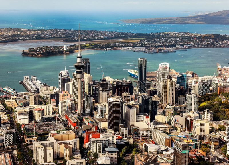 Auckland skyline with AC racing in the far distance