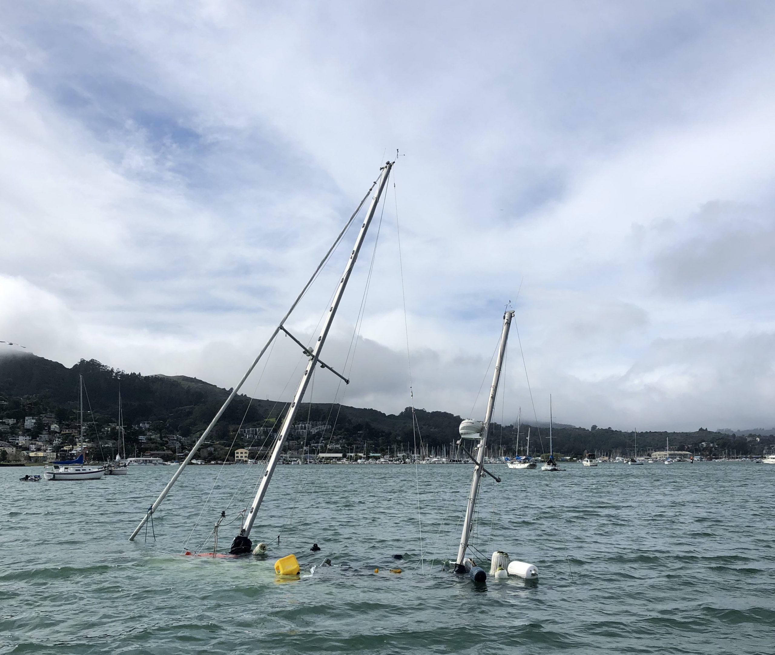 sunken boat after explosion