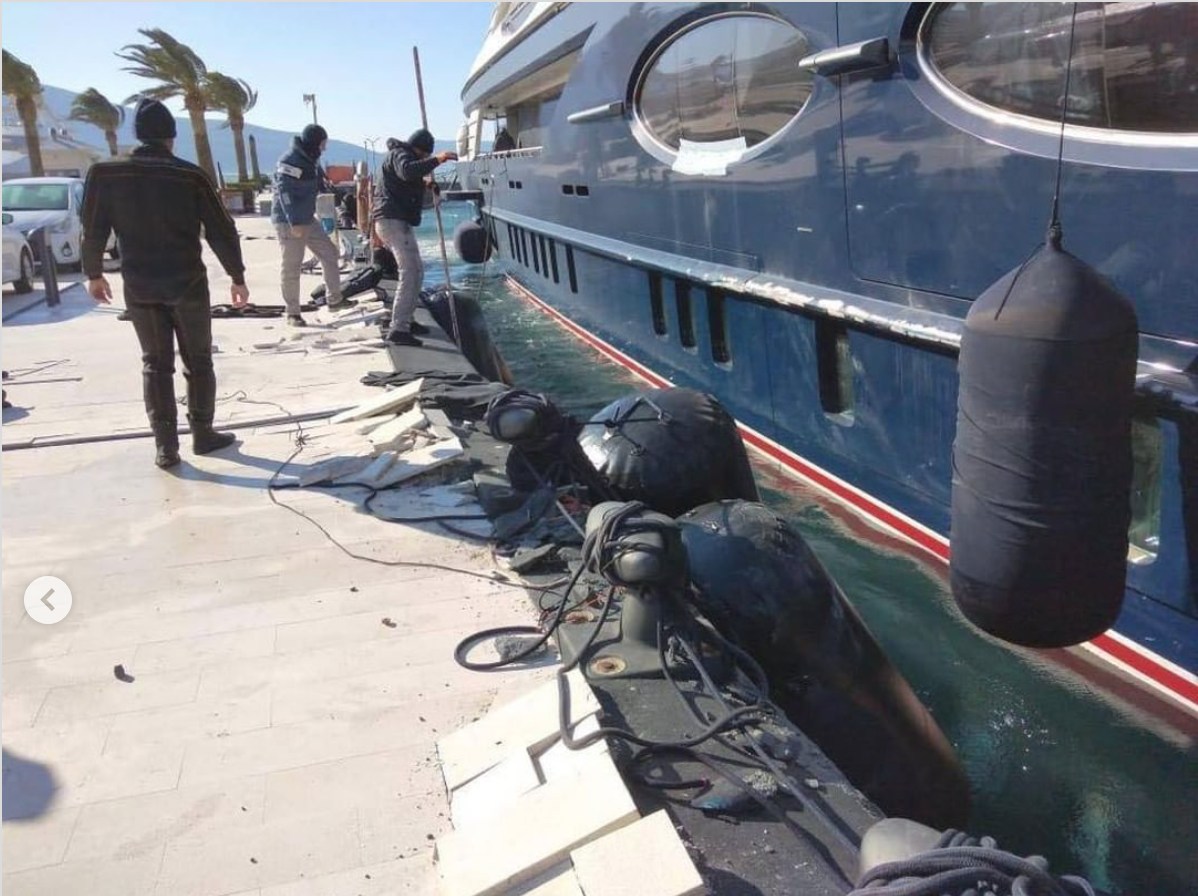 Broken dock alongside Black Pearl