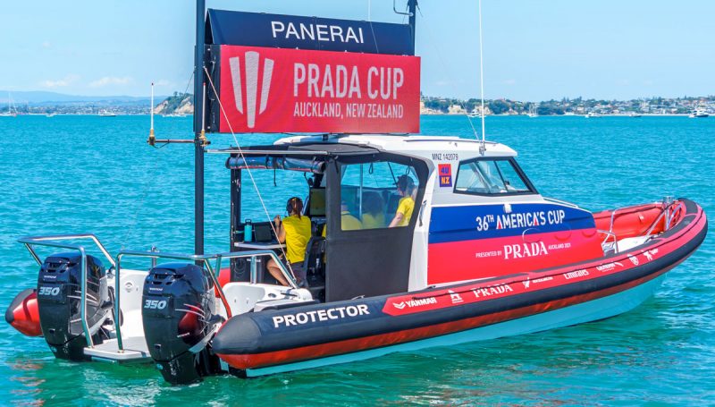 race committee signal boat for Prada Cup