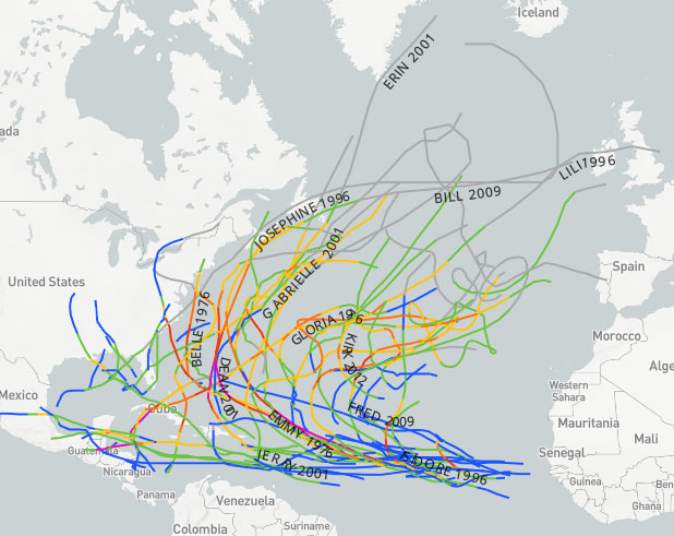 Graphic of 2020 Atlantic hurricane tracks