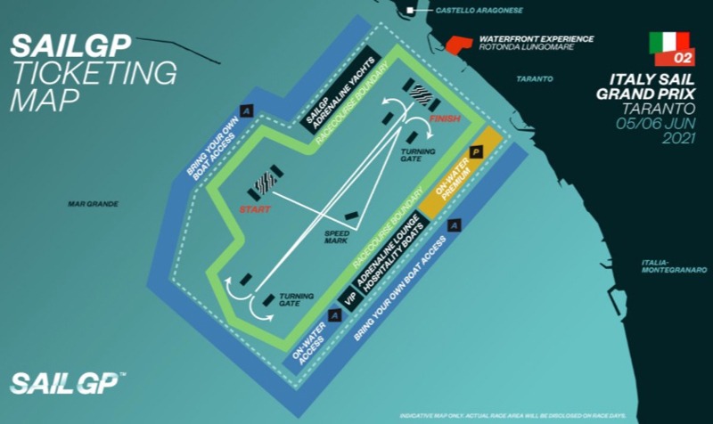 Map graphic of Taranto racing area