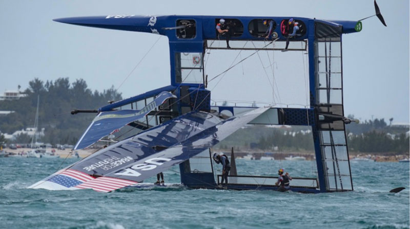 US SailGP F50 cat capsized