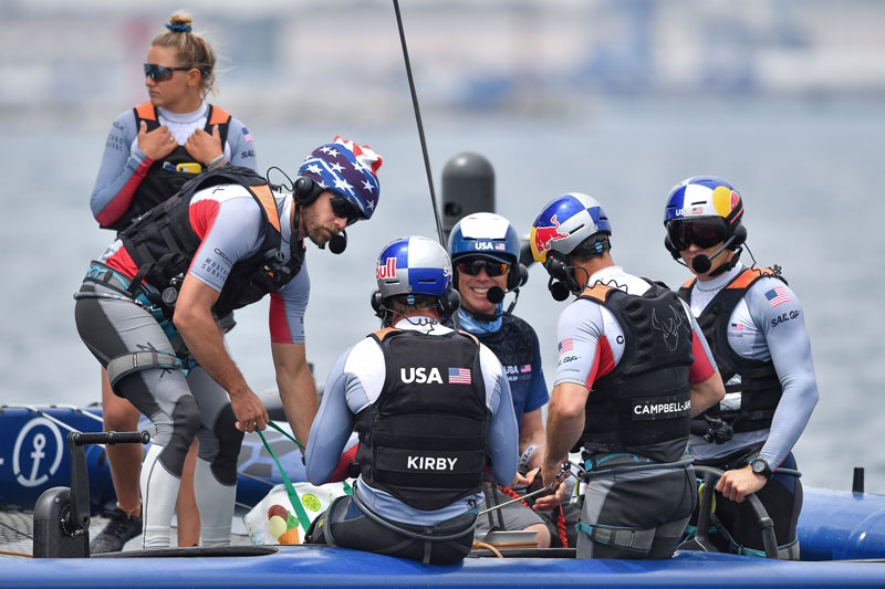 Crew aboard Team USA F50