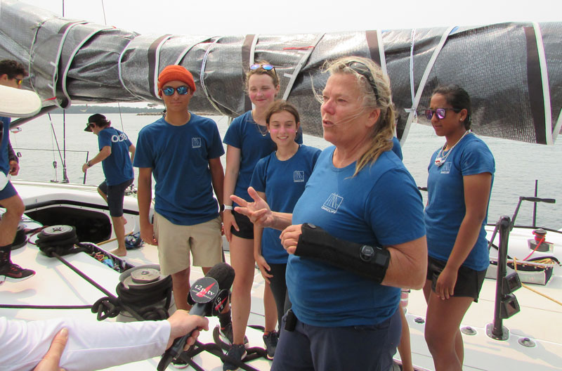 Dawn Riley with kids from Oakcliff Sailing