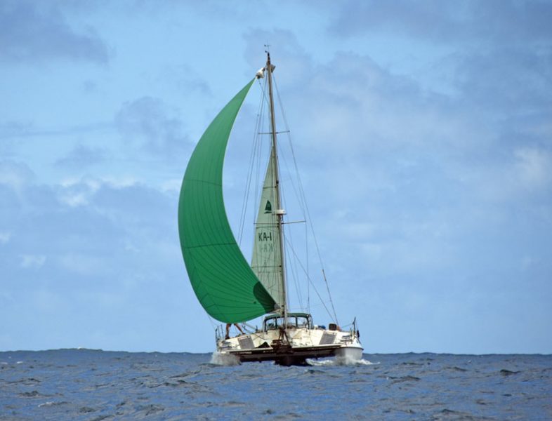 Rainbow with green spinnaker