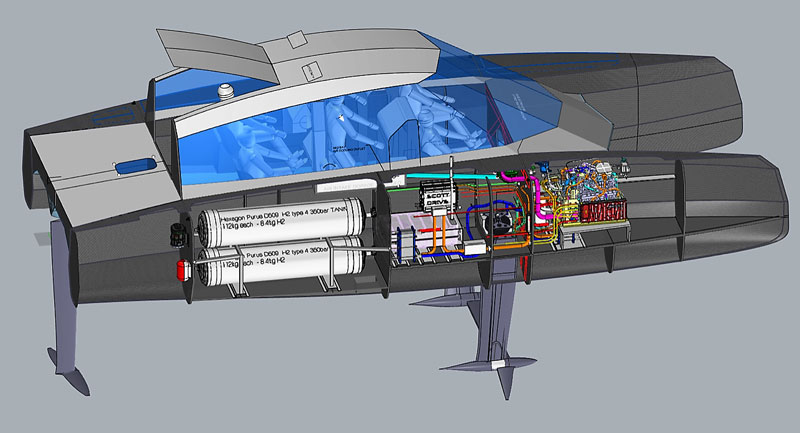 Cross section of chase boat