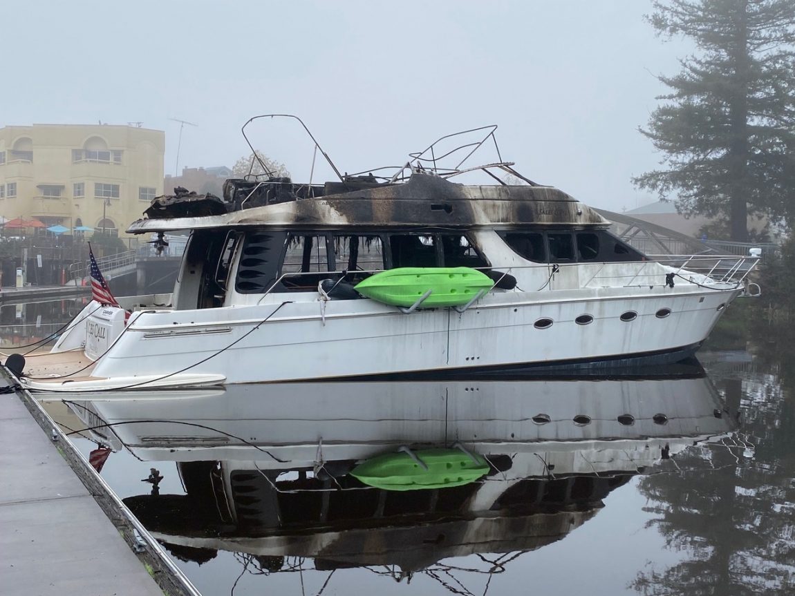 Burned out boat