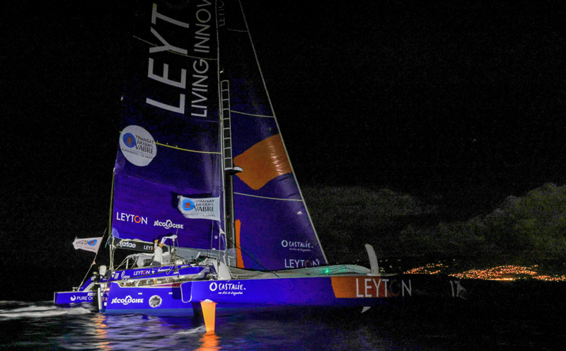 Transat: Leyton finish in Martinique at night