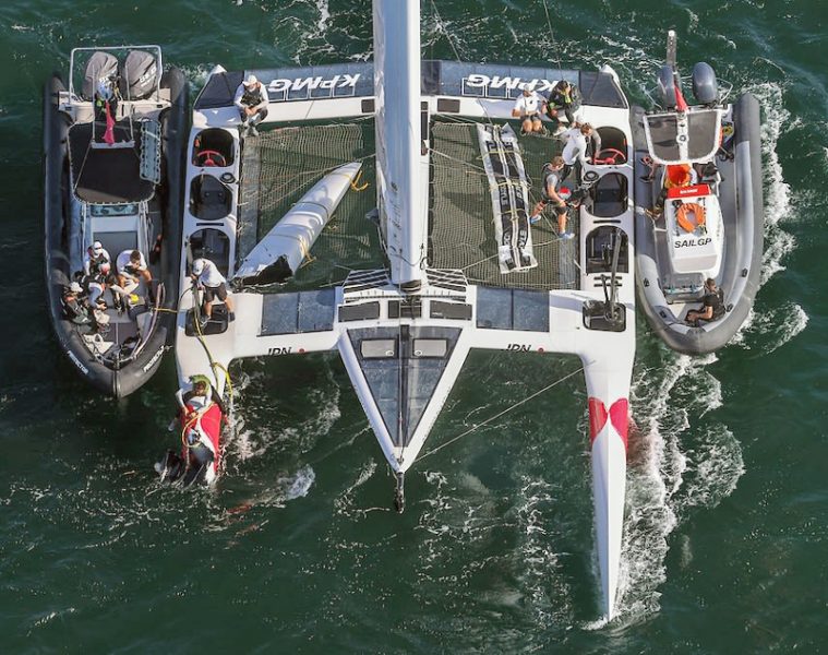 Aerial of damaged Japan boat