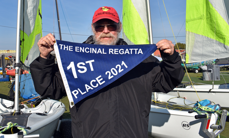 David Britt with Encinal Race flag