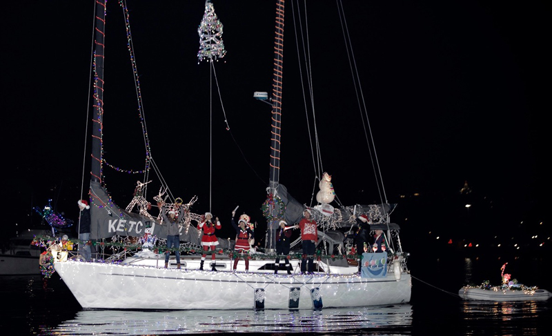 Ketch22 in lighted boat parade