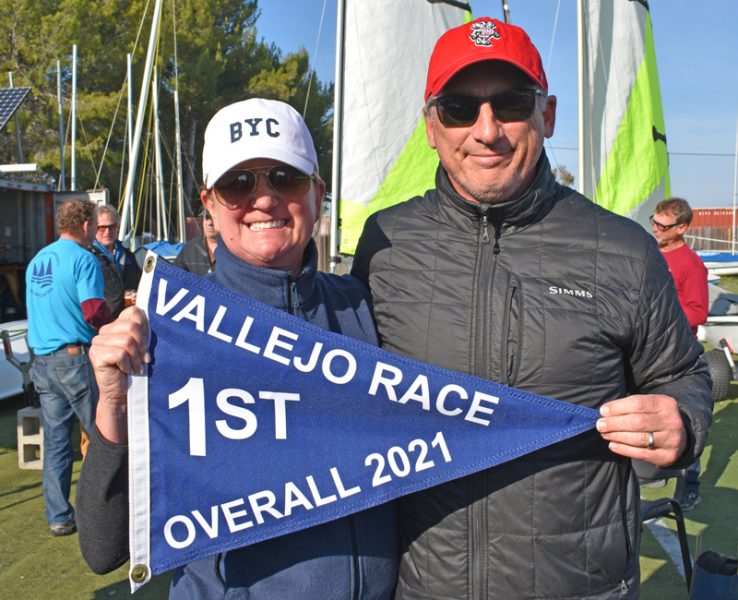 John Arens and Molie Malone with Vallejo Race flag