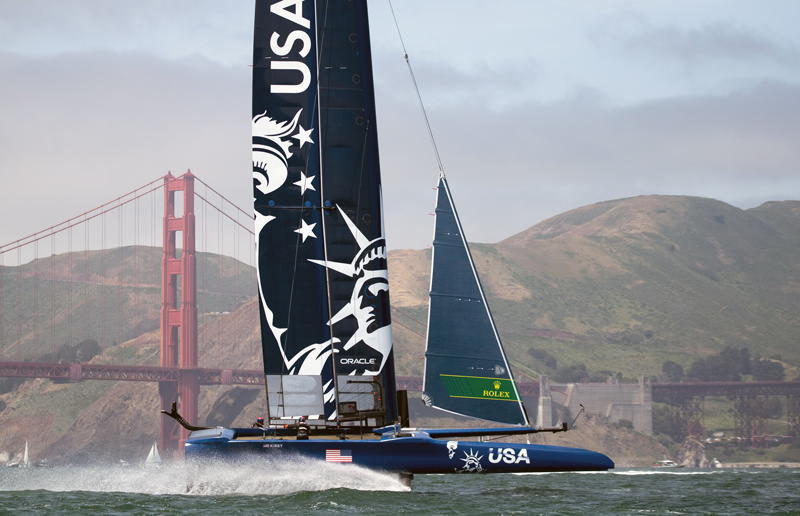 USA SailGP team on San Francisco Bay