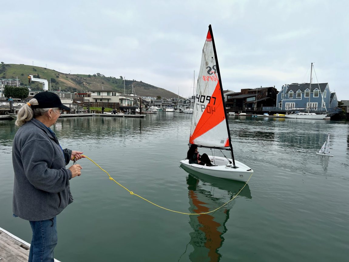 sailboat attached to line