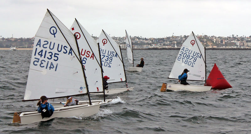 Optis approach the windward mark