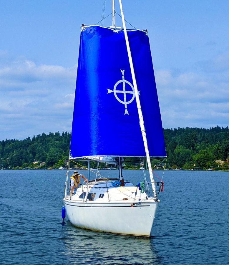 Sloop with square sail