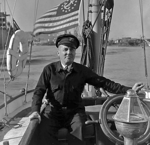 Charles Langlais at the helm