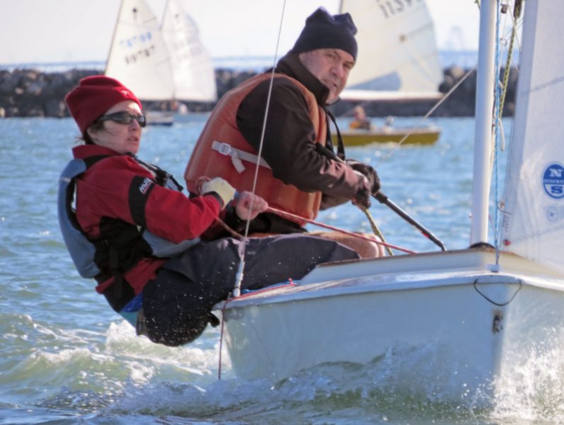 Dick Loomis at the helm of a Snipe