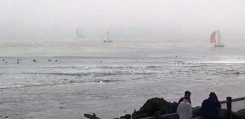 Hanalei from Pleasure Point in the fog