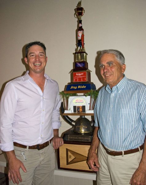 Eric Arens with beer can trophy