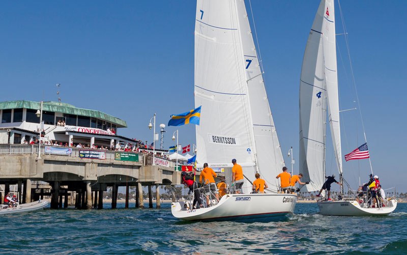 match racing in front of Belmont Pier