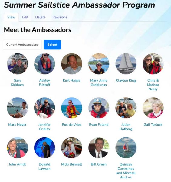 Summer Sailstice Ambassadors