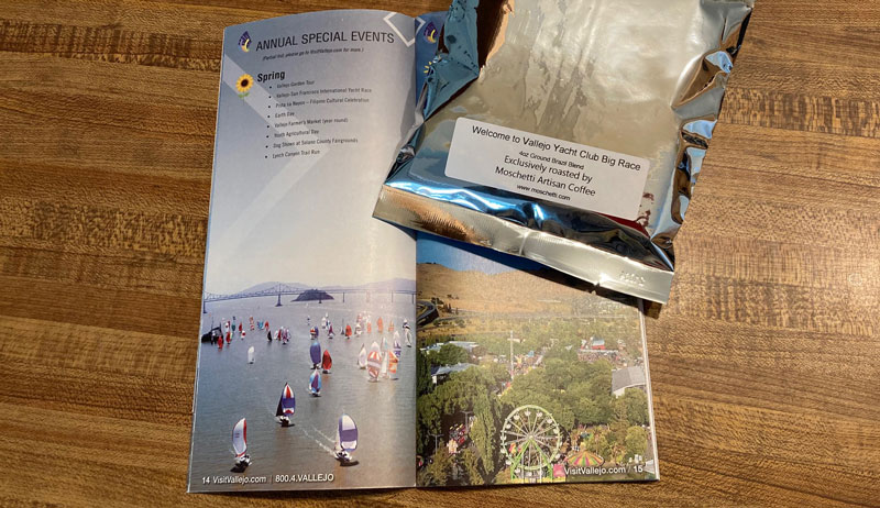 brochure and coffee bag