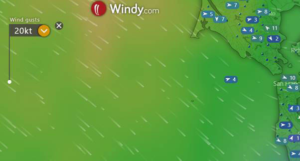 Friday night wind forecast map