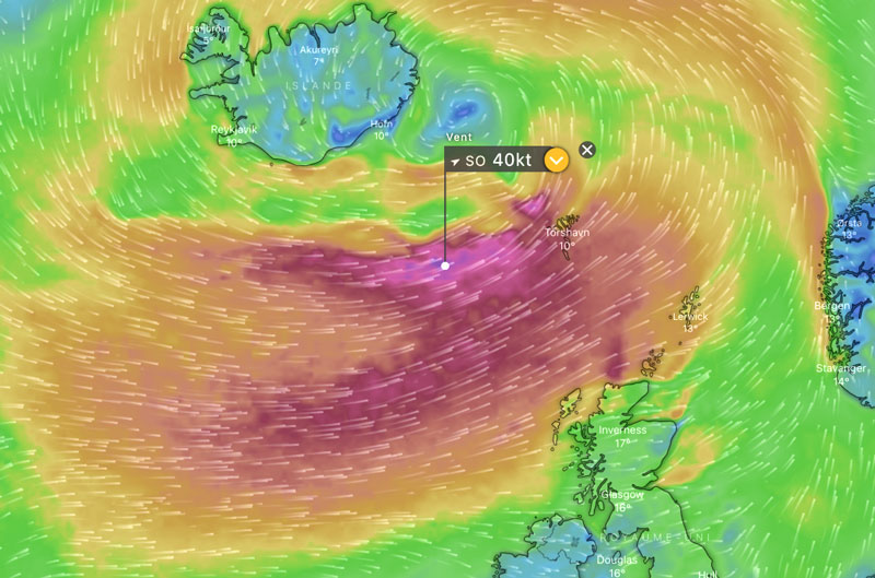 Wind speed map