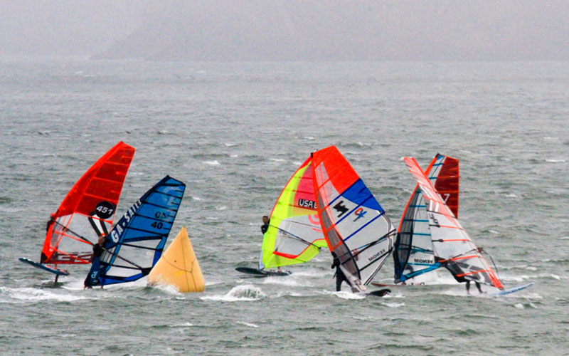Windsurfers at a mark