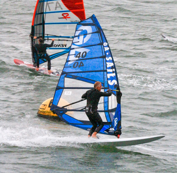 Windsurfers rounding Mark B