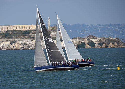 SC52s racing in front of Alcatraz