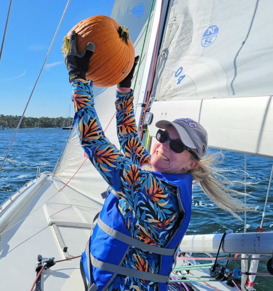 Molly Riley with pumpkin