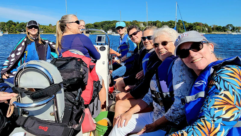 Powerboat with Dawn Riley at the helm