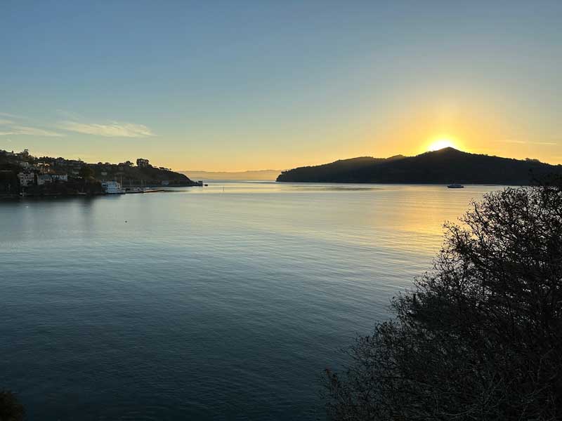 Sunrise looking like a volcanic eruption on Angel Island