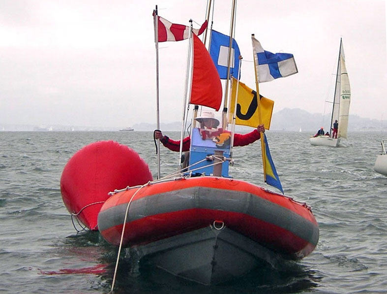 Jeff Zarwell with flags