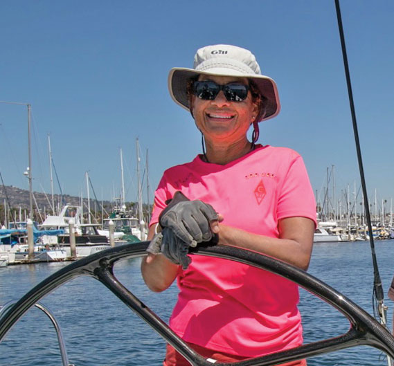 Marie Rogers at the wheel