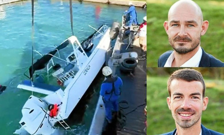capsized boat and victim portraits