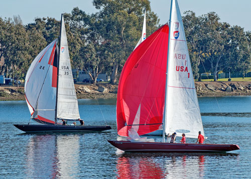 Columbia 5.5s with spinnakers